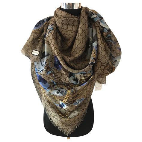 gucci silk scarf blue|Gucci Scarves for Women .